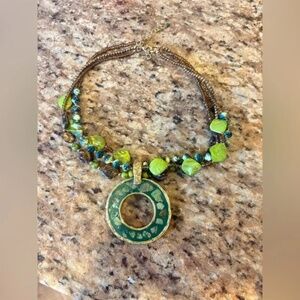Vintage multi strand beaded necklace One size Green